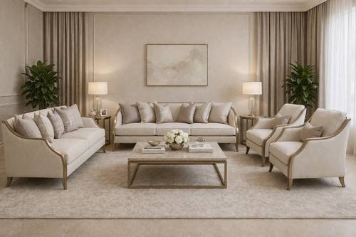 Roma Modern Beige Cream 4-Piece Sofa Set