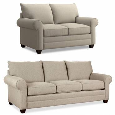 كنبة ثلاث مقاعد خشب سويدي وكتان - بيج - Swedish Wood and Linen Three-Seater Sofa - Beige