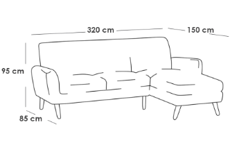 كنبة زاوية - خشب سويدي - رمادي - Corner Sofa - Swedish Wood - Grey
