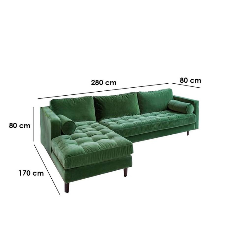 كنبة زاوية حرف - L- أخضر - L-Shaped Sectional Sofa - Green
