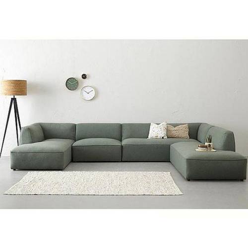 كنبة دائرية جاكار وخشب سويدي - رمادي - Jacquard and Swedish wood round sofa - Gray