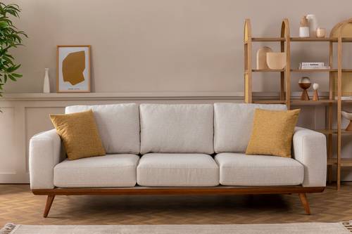 🛋️ كنبة ثنائي سكري من خشب سويدي - إضافة راقية لمنزلكِ - Cream Two-Seater Sofa Made of Swedish Wood
