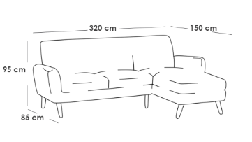 كنبة زاوية - خشب سويدي - بيج - Corner Sofa - Swedish Wood - Beige
