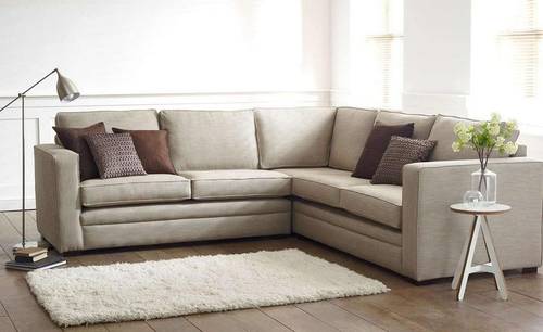 كنبة زاوية خشب سويدي و كتان - بني, Swedish wood and linen corner sofa - brown
