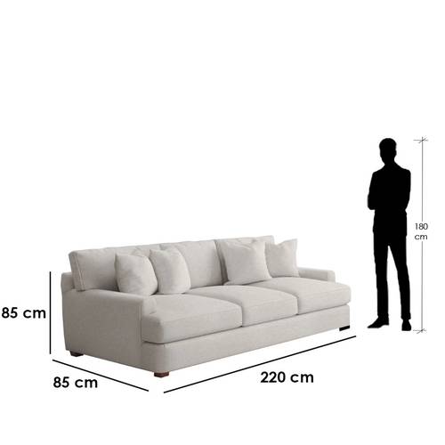 كنبة ثلاث مقاعد خشب سويدي - رمادي - Swedish Wood Three-Seat Sofa - Grey
