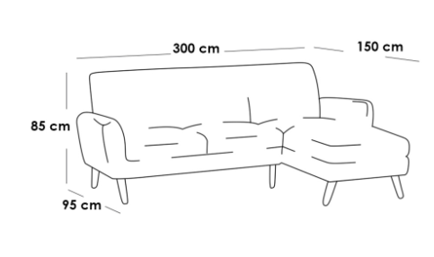 كنبة زاوية - مخمل - رمادي - Corner Sofa - Velvet - Grey

