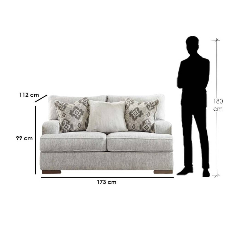 كنبة مقعدين خشب سويدي - رمادي - Swedish Wood Loveseat - Grey