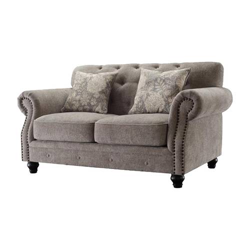 كنبة مقعدين خشب سويدي- رمادي - Swedish Wood Two-Seater Sofa - Grey