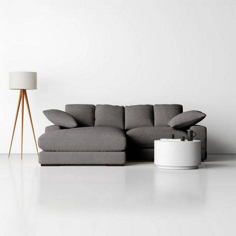 كنبة زاوية حرف L - رمادي, L-Shape Sectional Sofa - Grey