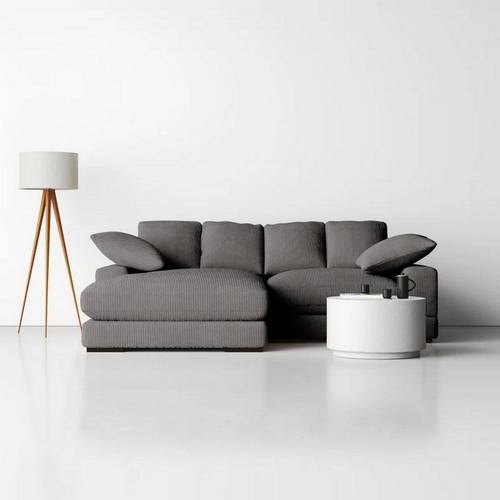 كنبة زاوية حرف L - رمادي, L-Shape Sectional Sofa - Grey