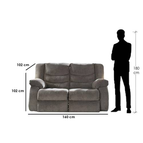 أريكة بمقعدين خشب صناعي- رمادي - Faux Wood Two Seater Sofa - Grey
