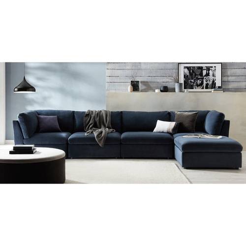 كنبة زاوية حرف L - أزرق - L-Shape Corner Sofa - Blue
