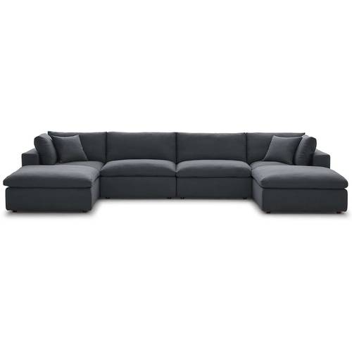 كنبة دائرية كتان و سويدي - رمادي, Linen and Suede Round Sofa - Grey
