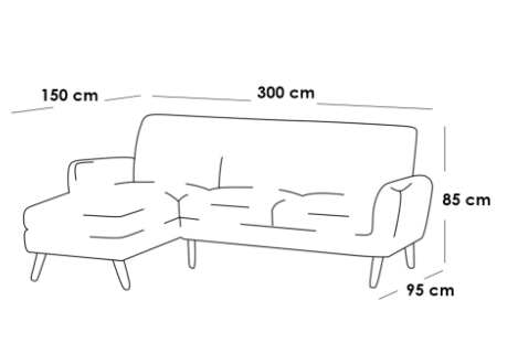كنبة زاوية - مخمل - رمادي - Corner Sofa - Velvet - Grey
