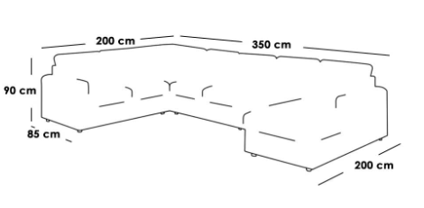 كنبة زاوية حرف L - رمادي, L-Shaped Corner Sofa - Grey
