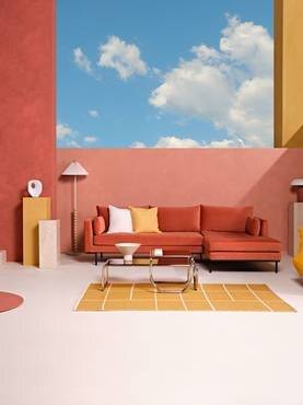 كنبة زاوية هارلو برتقالي - Harlow Orange Corner Sofa