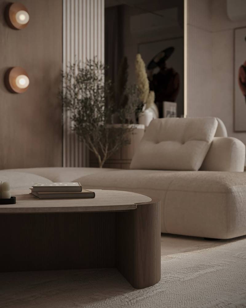 كنب مودرن فاتح   Modern Beige L-Shaped Sofa