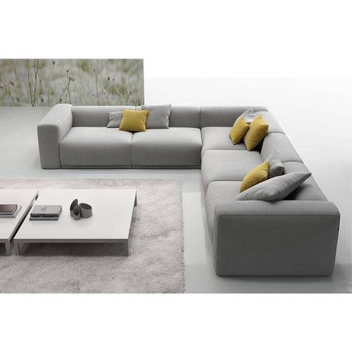 كنبة زاوية خشب سويدي و كتان - رمادي, Corner Sofa Swedish Wood and Linen - Grey

