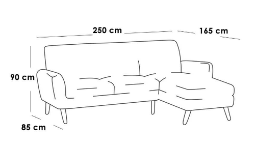 كنبة زاوية خشب سويدي و كتان - اسود - Swedish Wood and Linen Corner Sofa - Black