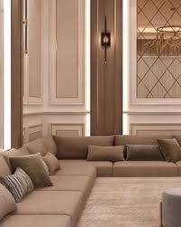 طقم جلسة أرضية فاخرة مودرن بتصميم راقٍ بلون بني فاتح Luxury Modern Floor Seating Set in Light Brown