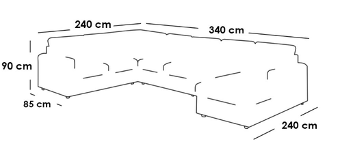 كنبة U خشب ام دي اف وكتان - U-shaped Sofa MDF Wood and Linen