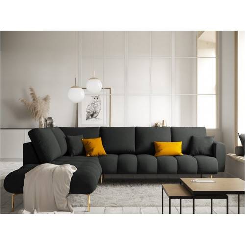 كنبة زاوية حرف L - أسود - L-shaped Corner Sofa - Black
