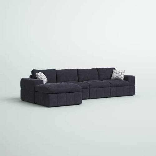 كنب ركني زاوية على شكل L يسار منخفض الارتفاع أسود و أبيض - Left L-Shape Low Profile Black and White Corner Sofa
