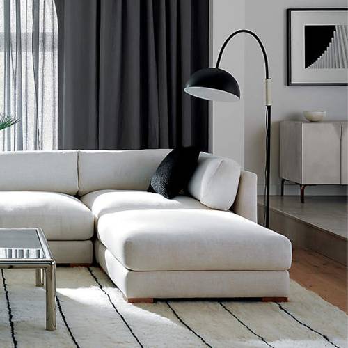 كنب ركني زاوية على شكل U ابيض 4 قطع كتان - White Linen U-Shaped Sectional Sofa 4 Pieces
