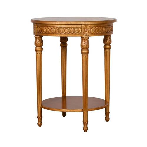 Round wooden serving table - honey brown