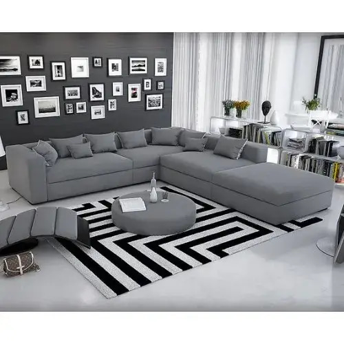 كنبة رمادية فاخرة بتصميم معقد - مثالية لغرفة المعيشة 🛋️ - Luxurious Gray Sofa with Intricate Design - Ideal for Living Room 🛋️

