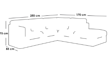 كنبة زاوية كتان وام دي اف - رمادي, Linen and MDF Corner Sofa - Grey
