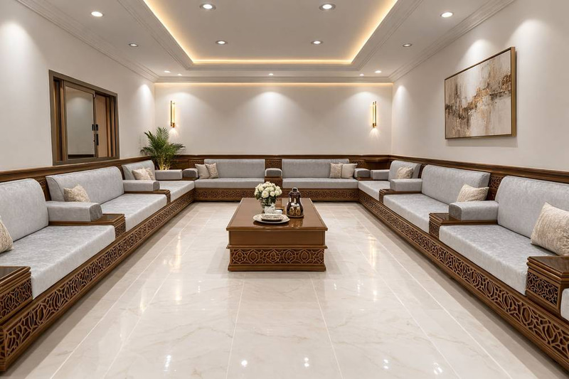 مجلس نجدي فاخر نقش هندسي مفتوح