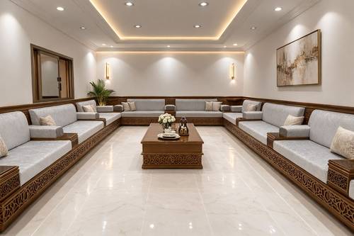 مجلس نجدي فاخر نقش هندسي مفتوح