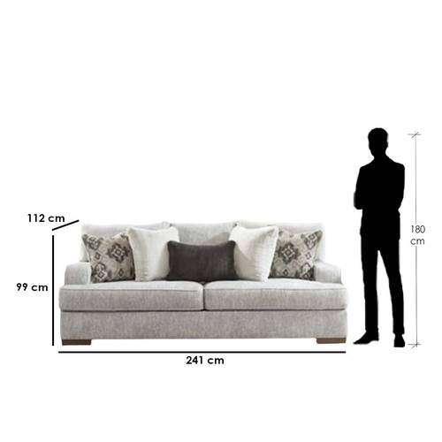 كنبة ثلاث مقاعد قماش - رمادي فاتح - Fabric 3 Seater Sofa - Light Grey