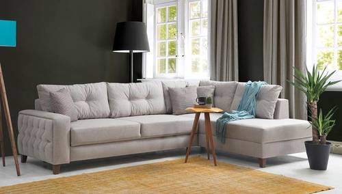 Stylish Tufted Back Grey Sofa - كنبة رمادية أنيقة مع ظهر معنقد 🛋️
