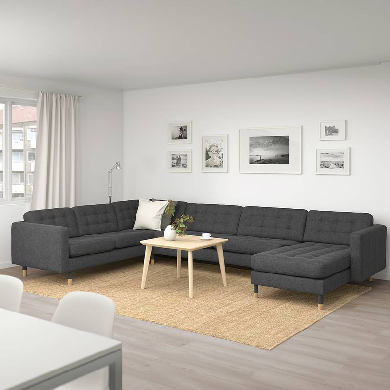 كنبة دائرية كتان و سويدي - رمادي - Linen and Suede Round Sofa - Grey

