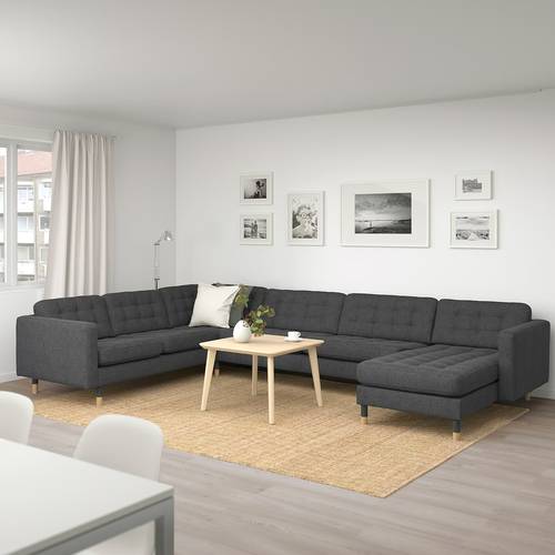 كنبة دائرية كتان و سويدي - رمادي - Linen and Suede Round Sofa - Grey
