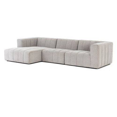 كنبة زاوية خشب سويدي و كتان - بيج - Swedish Wood and Linen Corner Sofa - Beige
