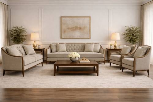 Classic Premium Light Beige 4-Piece Sofa Set
