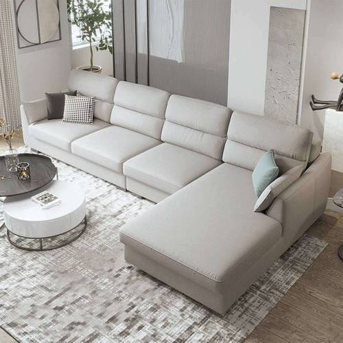 كنبة زاوية - كتان - بيج - Beige Linen Corner Sofa