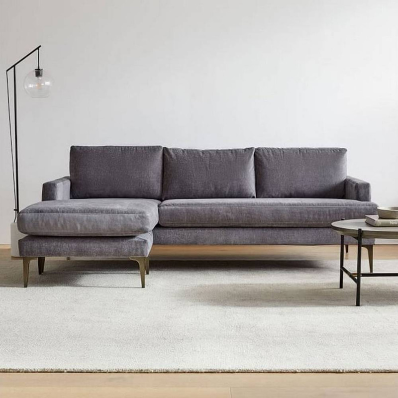 كنبة زاوية - خشب سويدي - رمادي - Corner Sofa - Swedish Wood - Grey
