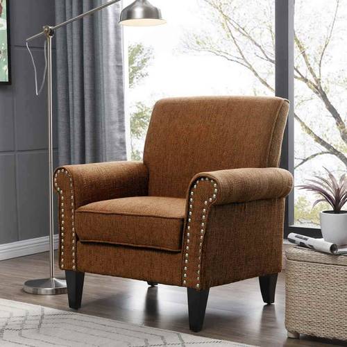 Swedish wood and linen side chair - brown