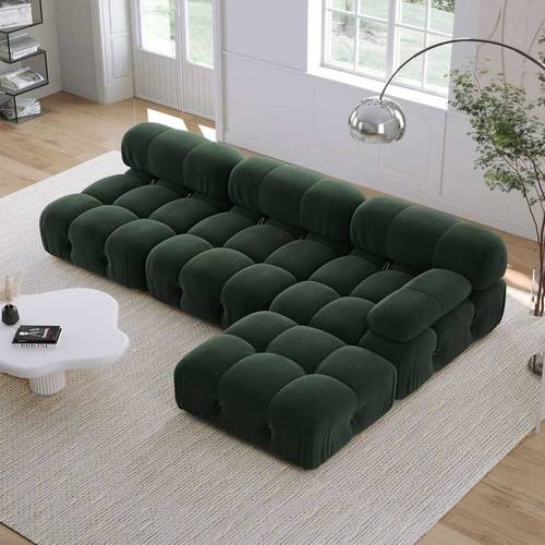 كنب ركني زاوية يمين ويسار منخفض الارتفاع بابلز أخضر - Low Profile Bubbles Sectional Sofa, Left and Right Corner, Green