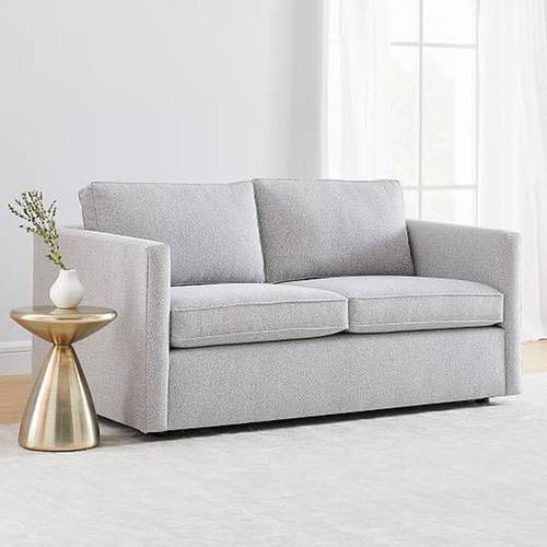 كنبة مقعدين خشب سويدي وكتان - رمادي - Two-Seater Sofa, Swedish Wood and Linen - Grey
