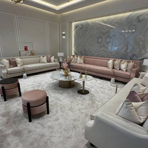 مجلس مودرن راقٍ بلونين بتصميم عصري فاخر  Luxury Modern Dual-Tone Majlis Sofa Set