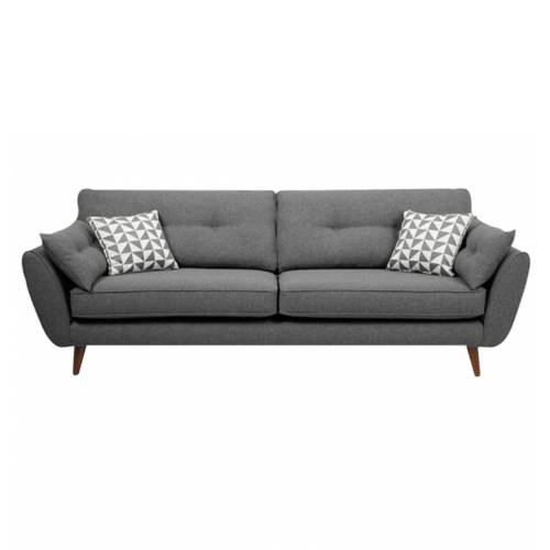 Linen and Swedish Wood Two-Seater Sofa - Grey - كنبة مقعدين كتان وخشب سويدي - رمادي

