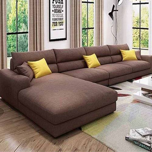 كنبة زاوية خشب سويدي وشانيل - بني, Swedish wood and chenille corner sofa - brown
