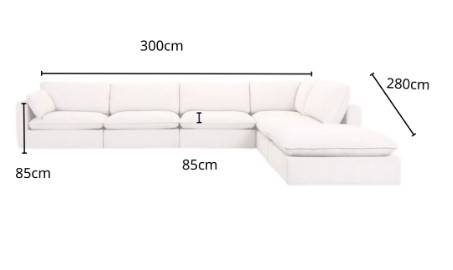 كنبة كتان بيضاء بخشب سويدي - White Linen Sofa with Swedish Wood