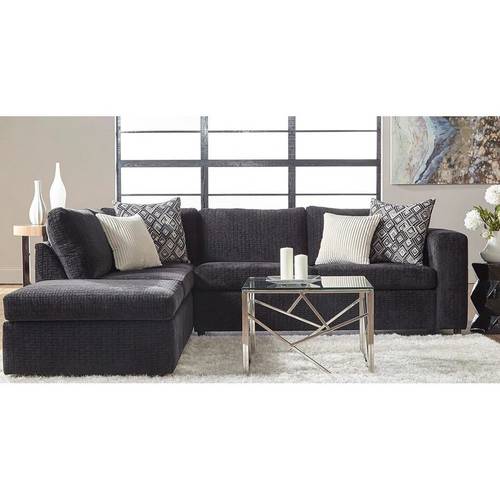 كنبة زاوية حرف L - رمادي - L-Shaped Sectional Sofa - Grey