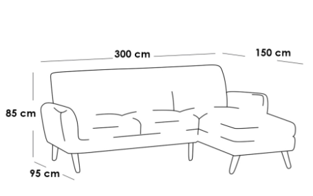 كنبة زاوية - كتان - رمادي - Corner Sofa - Linen - Grey
